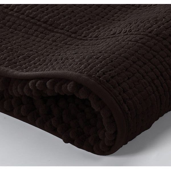 2PC Coffee Soft Cozy Plush Chenille Bath Mat Set