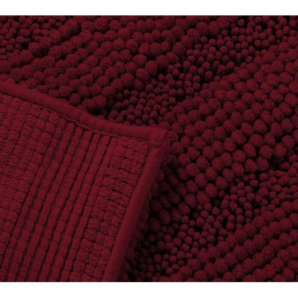 2PC Red Soft Cozy Plush Chenille Bath Mat Set