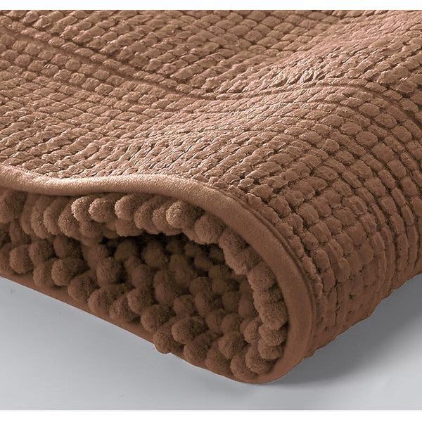 2PC Taupe Soft Cozy Plush Chenille Bath Mat Set