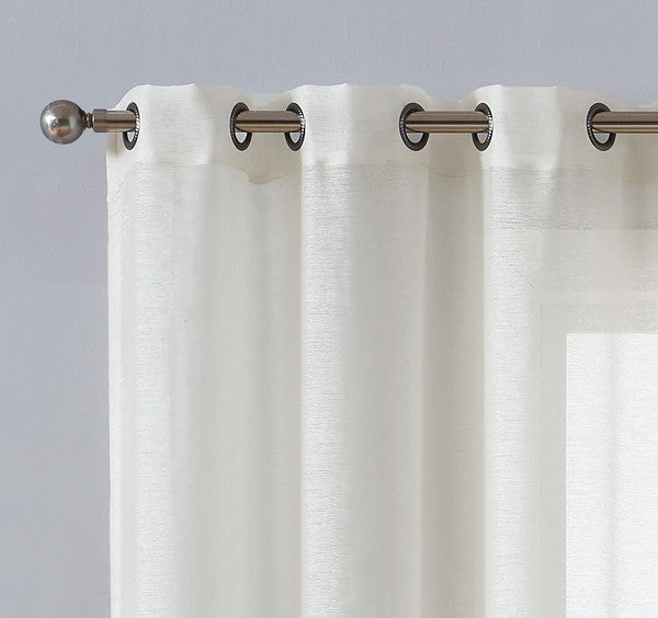 Beige Sheer Window Grommet Curtain Set