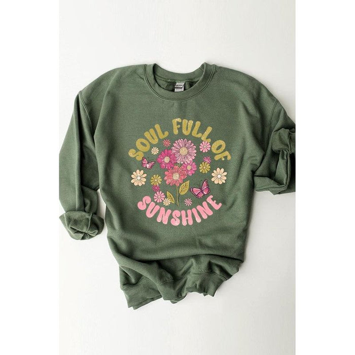 Soul Sunshine Floral Graphic Fleece Sweatshirts