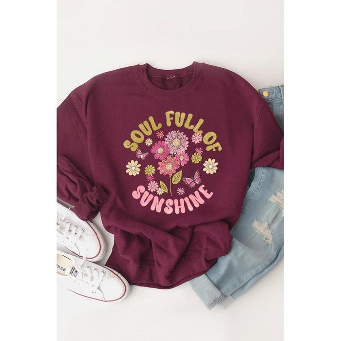 Soul Sunshine Floral Graphic Fleece Sweatshirts