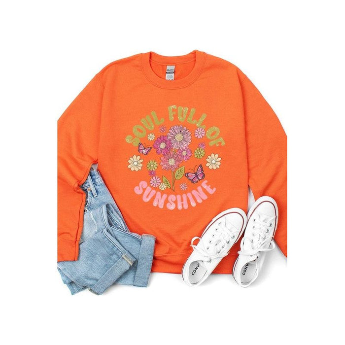 Soul Sunshine Floral Graphic Fleece Sweatshirts