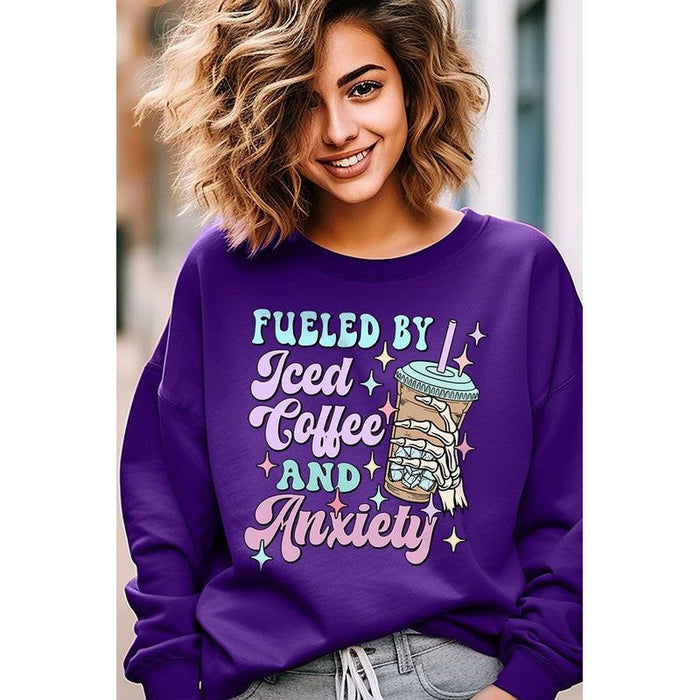 Iced Coffee Skeleton Graphic Fleece Sweatshirts