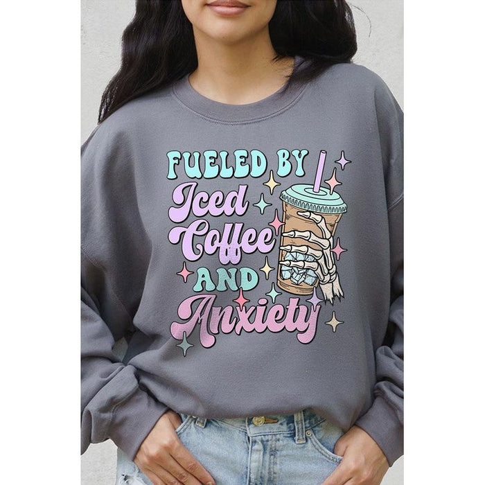 Iced Coffee Skeleton Graphic Fleece Sweatshirts