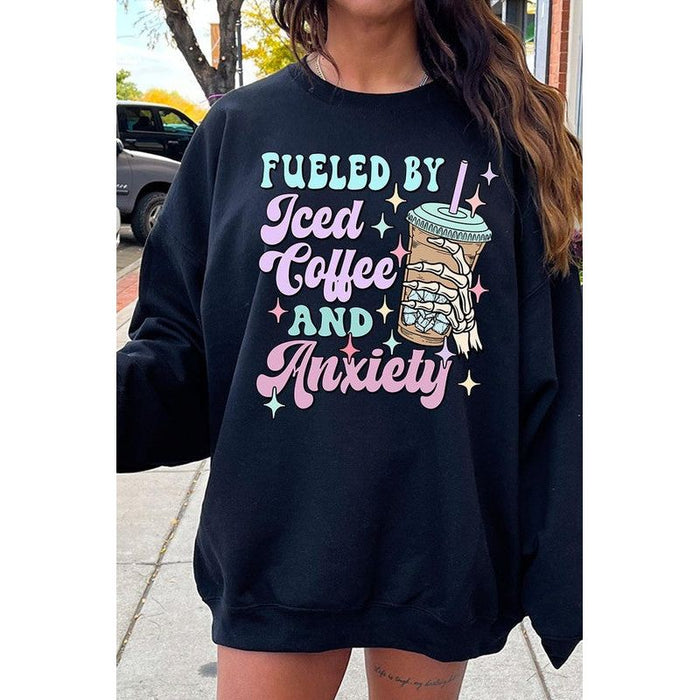 Iced Coffee Skeleton Graphic Fleece Sweatshirts