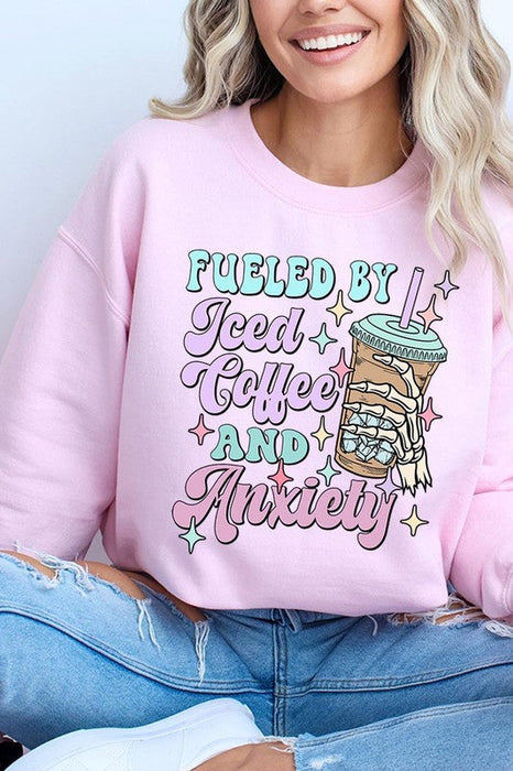 Iced Coffee Skeleton Graphic Fleece Sweatshirts