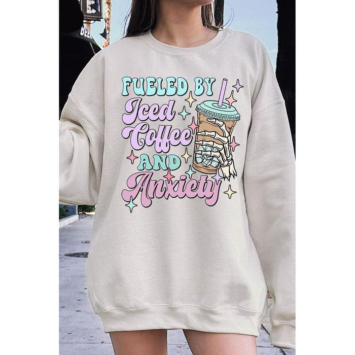 Iced Coffee Skeleton Graphic Fleece Sweatshirts