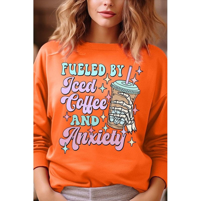 Iced Coffee Skeleton Graphic Fleece Sweatshirts