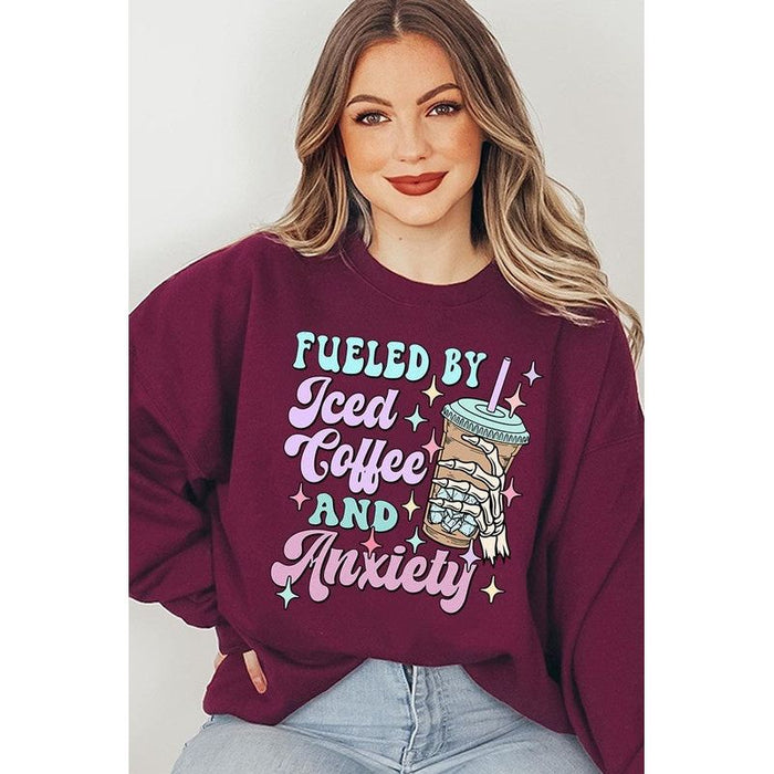 Iced Coffee Skeleton Graphic Fleece Sweatshirts