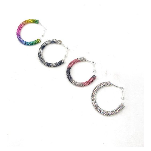 Rainbow Glitter Hoop Earrings St Patricks Day