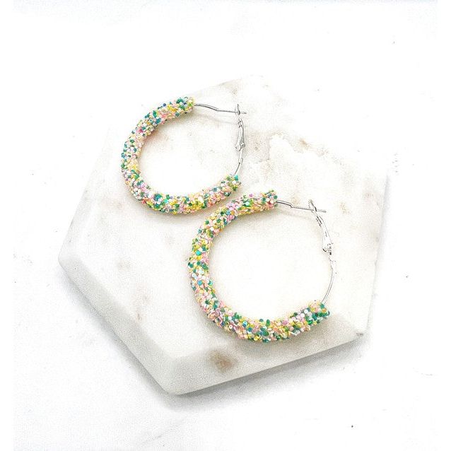 Spring Glitter Hoop Earrings Easter