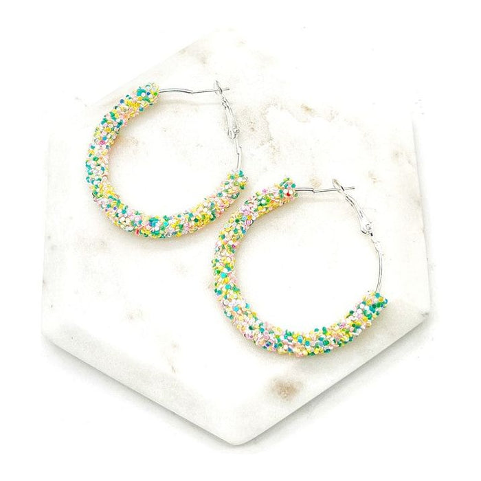 Spring Glitter Hoop Earrings Easter