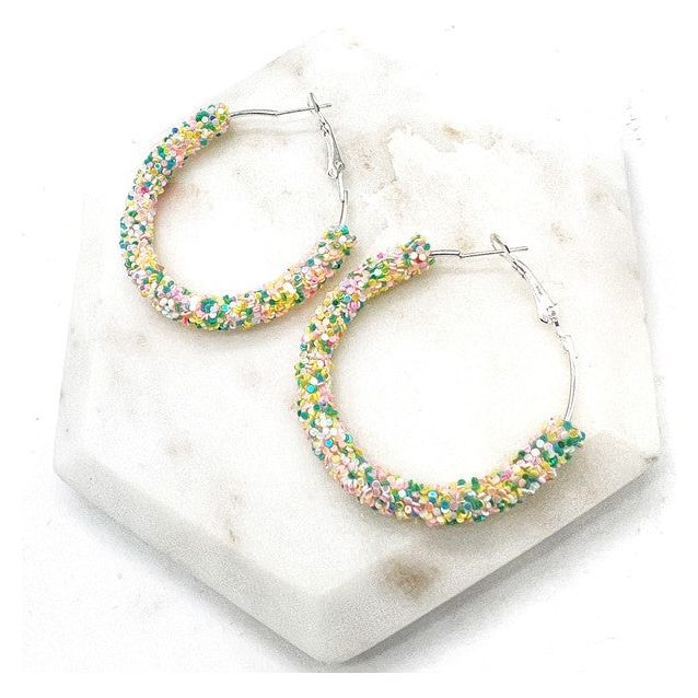 Spring Glitter Hoop Earrings Easter