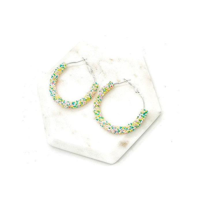 Spring Glitter Hoop Earrings Easter