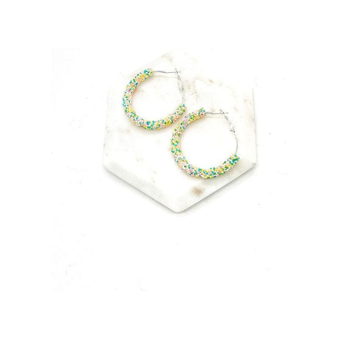 Spring Glitter Hoop Earrings Easter