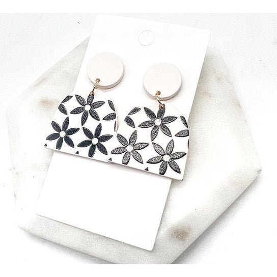 Neutral Flower Acrylic Statement Earrings