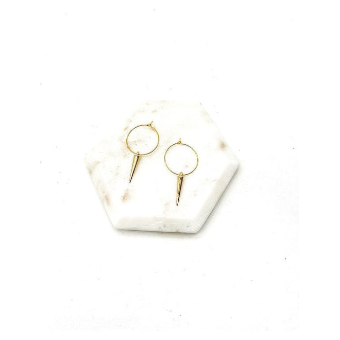 Gold Spike Hoop Metal Earrings