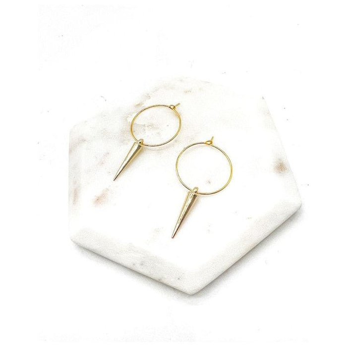 Gold Spike Hoop Metal Earrings