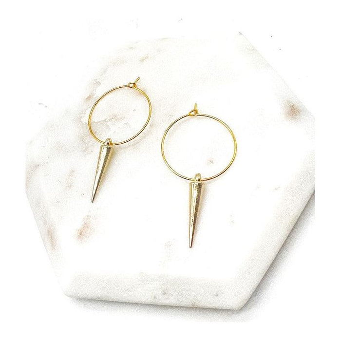 Gold Spike Hoop Metal Earrings