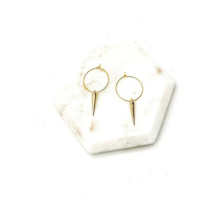 Gold Spike Hoop Metal Earrings