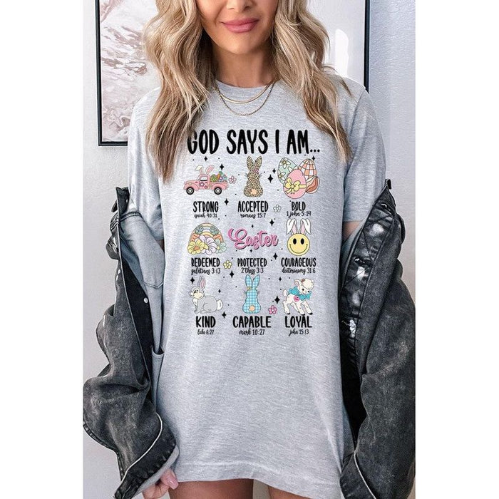 God Says I am Christian Easter Graphic T Shirts