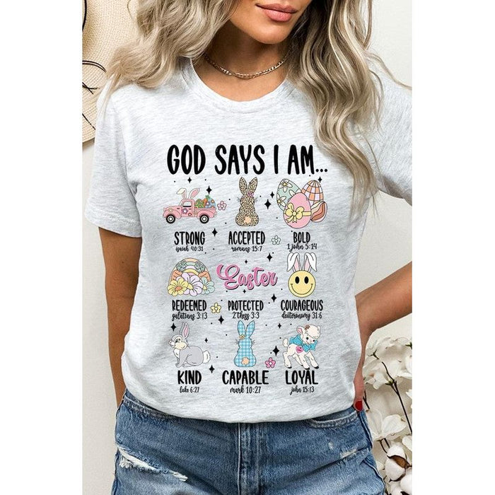 God Says I am Christian Easter Graphic T Shirts