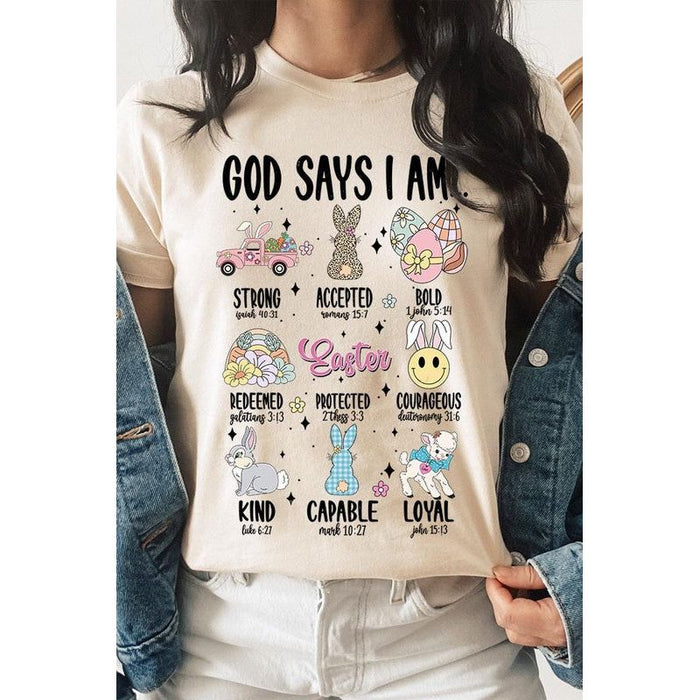 God Says I am Christian Easter Graphic T Shirts