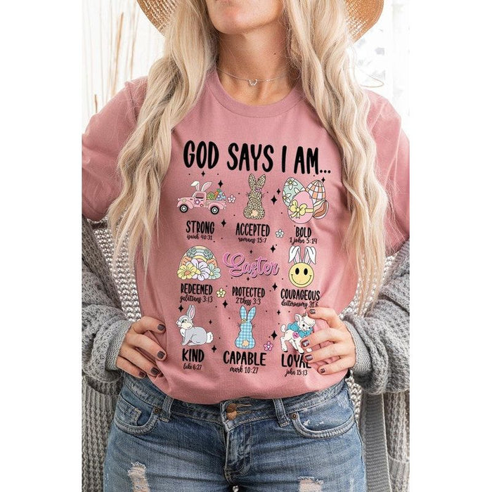 God Says I am Christian Easter Graphic T Shirts