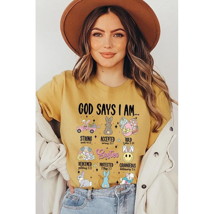 God Says I am Christian Easter Graphic T Shirts