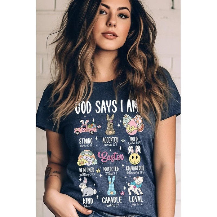 God Says I am Christian Easter Graphic T Shirts