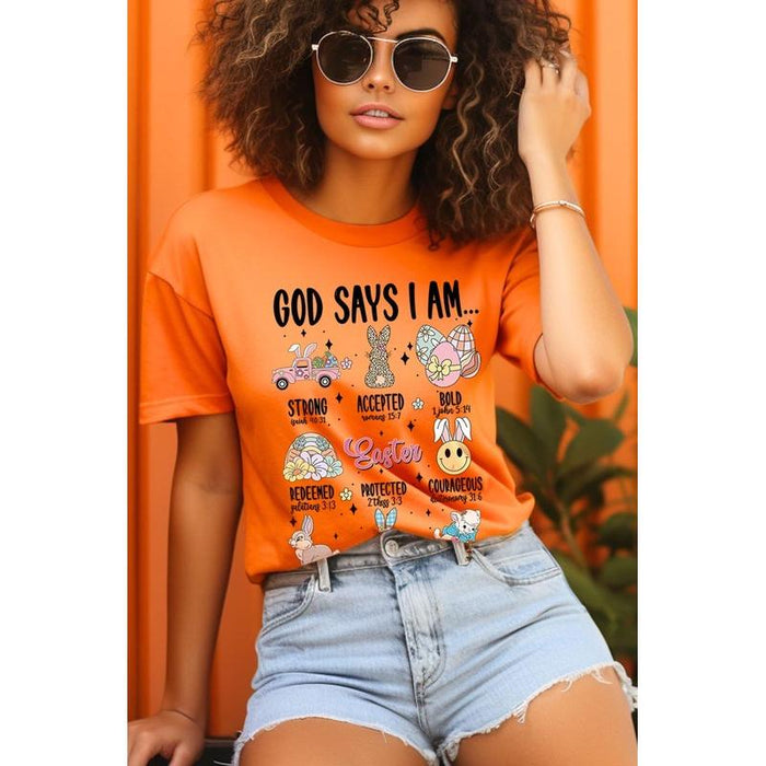 God Says I am Christian Easter Graphic T Shirts