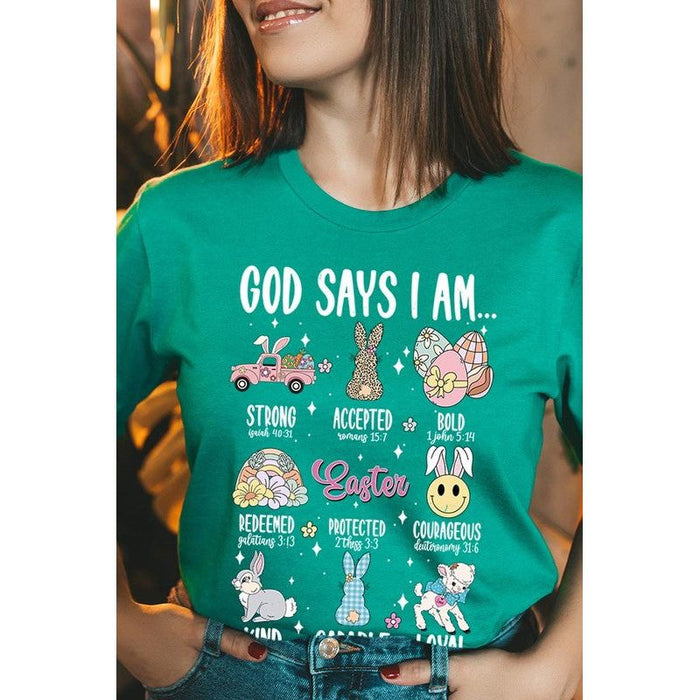 God Says I am Christian Easter Graphic T Shirts