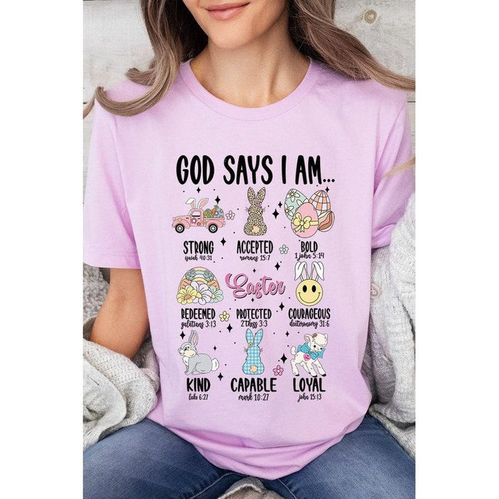 God Says I am Christian Easter Graphic T Shirts