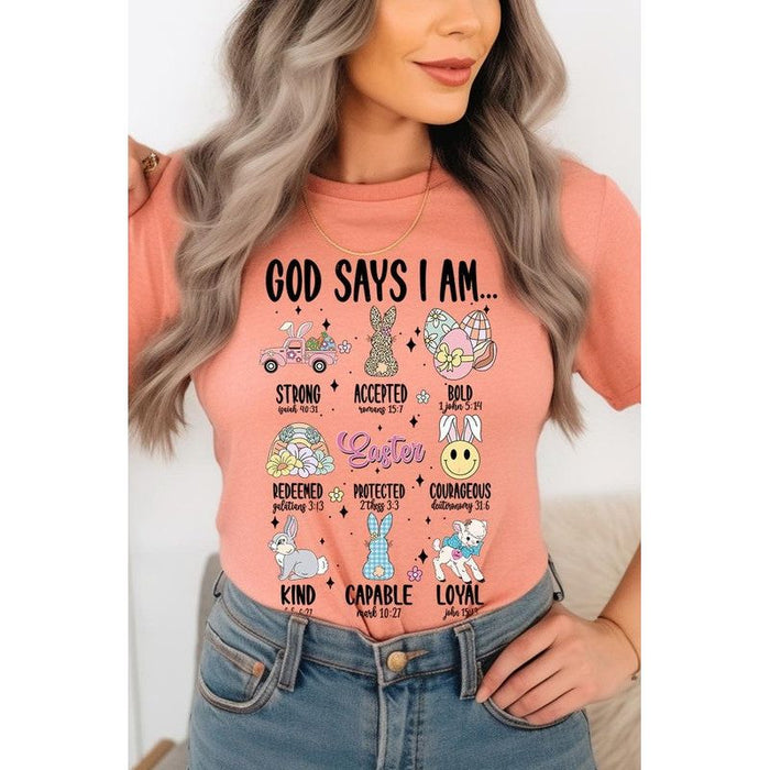 God Says I am Christian Easter Graphic T Shirts