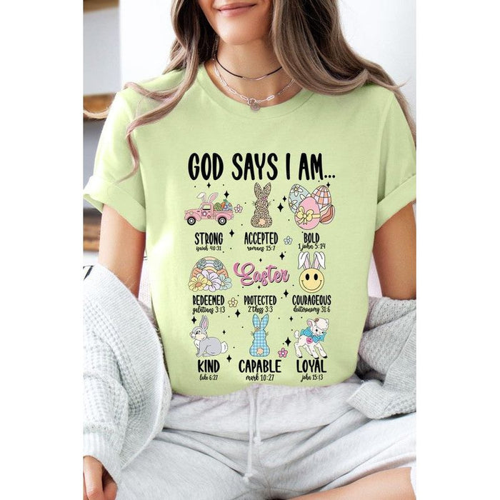 God Says I am Christian Easter Graphic T Shirts