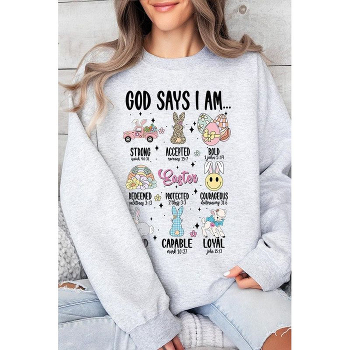 God Says I am Christian Graphic Fleece Sweatshirts