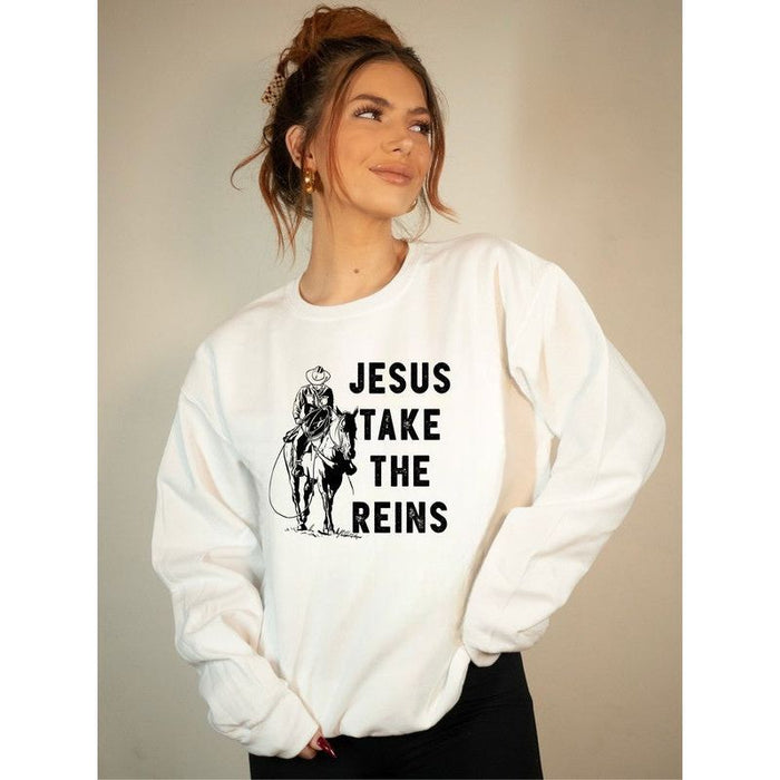 Jesus Take the Reins Premium Crewneck Sweatshirt