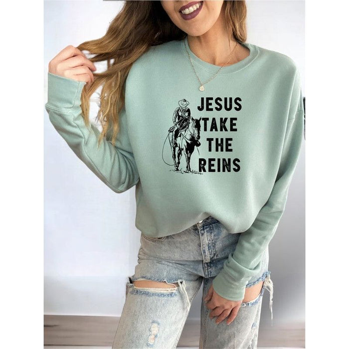 Jesus Take the Reins Premium Crewneck Sweatshirt