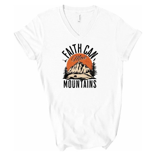 V-Neck Faith Can Move Mountains Boutique Tee