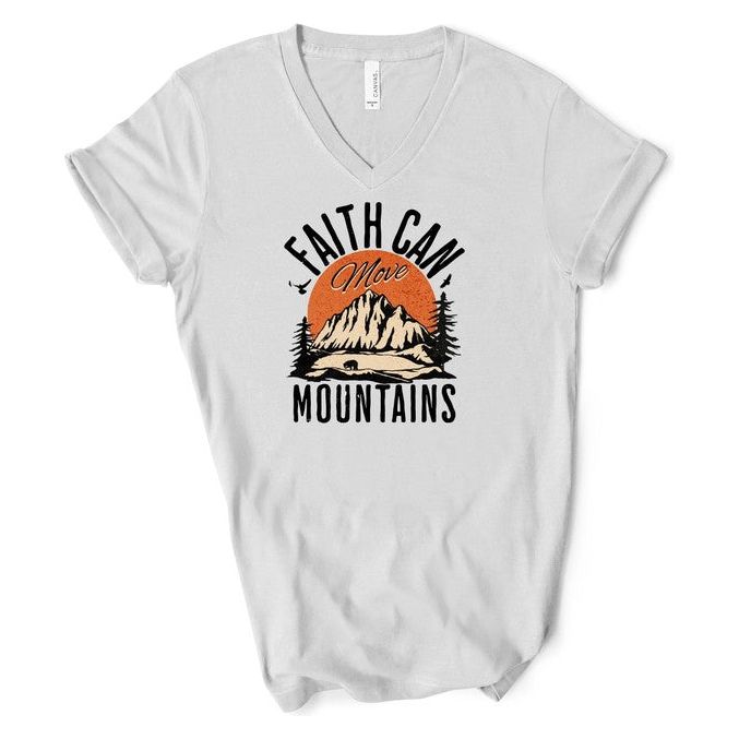 V-Neck Faith Can Move Mountains Boutique Tee