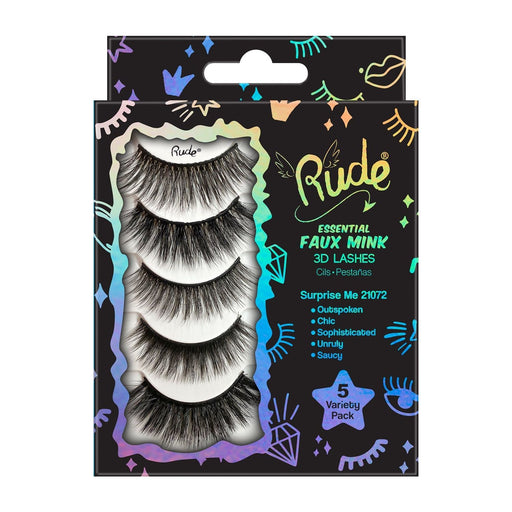 Rude Cosmetics Essential Faux Mink 3D Lashes 5 Variety Pack False Lashes