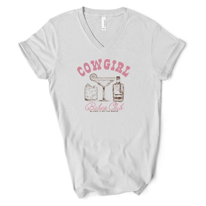 V-Neck Cowgirl Babe Club Graphic Tee