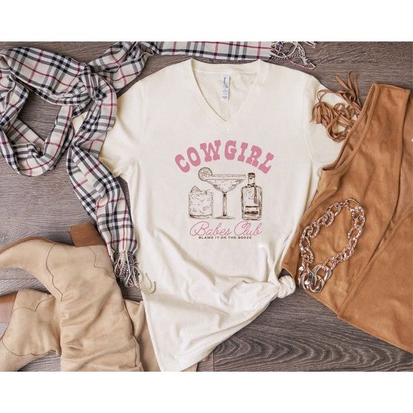 V-Neck Cowgirl Babe Club Graphic Tee