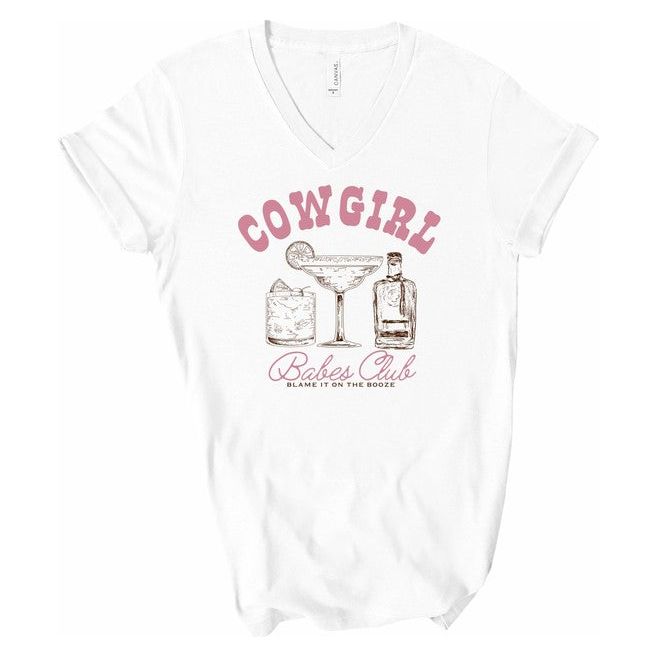 V-Neck Cowgirl Babe Club Graphic Tee