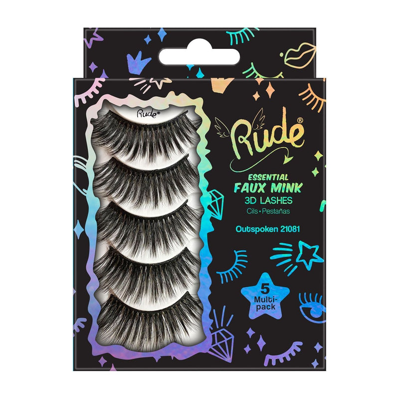 Rude Cosmetics Essential Faux Mink 3D Lashes 5 Multi-Pack False Eyelashes