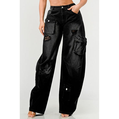 Athina Black washed out cargo pants