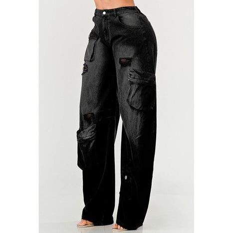 Athina Black washed out cargo pants