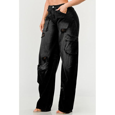 Athina Black washed out cargo pants