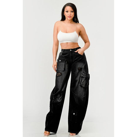 Athina Black washed out cargo pants